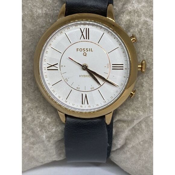 Fossil FTW5018 Women's Black Leather Analog White Dial Hybrid Smartwatch XX691 - Picture 2 of 12